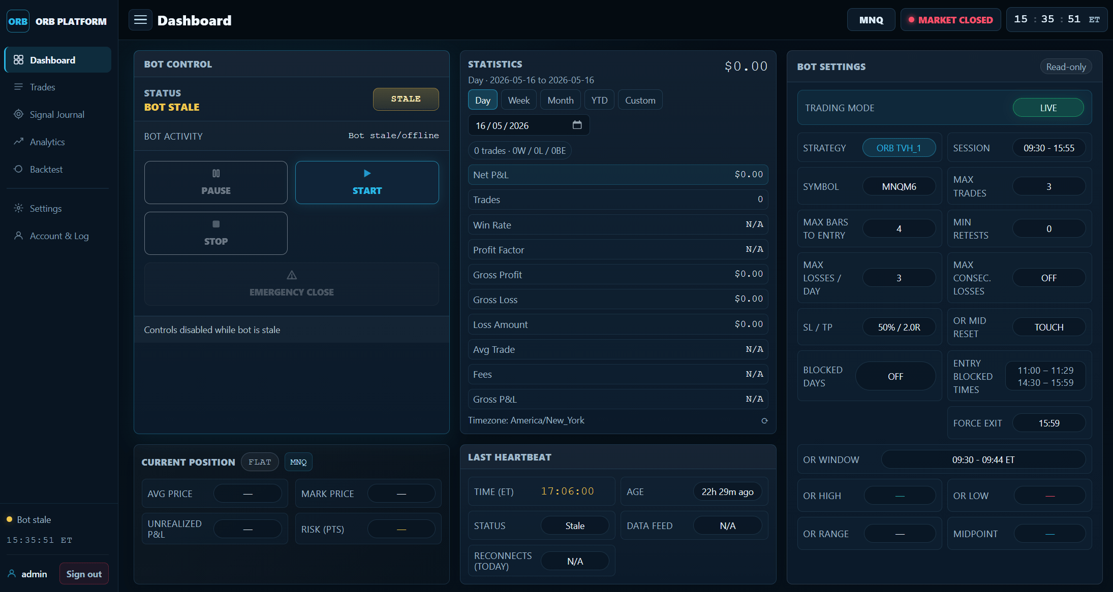 ORB Web Panel — Dashboard